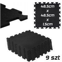 Mata gumowa puzzle 1,5cm na siłownię pod sprzęt basen antypoślizgowa ZESTAW 9szt