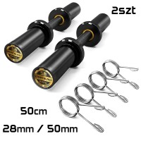 2x Gryf krótki olimpijski 50cm prosty łożyskowany 50mm gryfik hantla