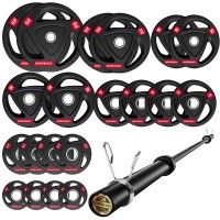 Zestaw OLIMPIJSKI obciążenia z gryfem prostym 220cm 50mm 200kg GUMOWANE