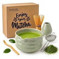 Zestaw do MATCHY 5w1 ceramiczny CZARKA miotełka łyżeczka do herbaty MATCHA MARMURKOWA ZIELEŃ