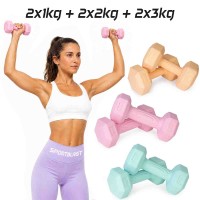 Hantle ciężarki bitumiczne stałe 2x1kg 2x2kg 2x3kg zestaw 12kg hantelki