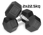 Hantle stałe 2x22,5kg żeliwne gumowane ZESTAW 45kg HEX do treningu SOLIDNE