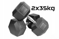 Hantle stałe 2x35kg żeliwne gumowane ZESTAW 70kg HEX do treningu SOLIDNE