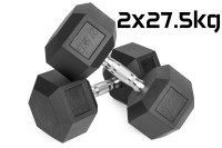 Hantle stałe 2x27,5kg żeliwne gumowane ZESTAW 55kg HEX do treningu SOLIDNE