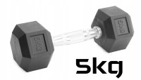 Hantle stałe 1x5kg żeliwne gumowane ZESTAW 5kg HEX do treningu SOLIDNE