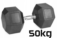 Hantle stałe 1x50kg żeliwne gumowane ZESTAW 50kg HEX do treningu SOLIDNE 