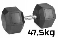 Hantle stałe 1x47,5kg żeliwne gumowane ZESTAW 47,5kg HEX do treningu SOLIDNE