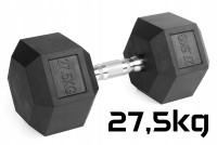 Hantle stałe 1x27,5kg żeliwne gumowane ZESTAW 27,5kg HEX do treningu SOLIDNE
