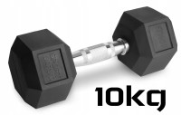 Hantle stałe 1x10kg żeliwne gumowane ZESTAW 10kg HEX do treningu SOLIDNE
